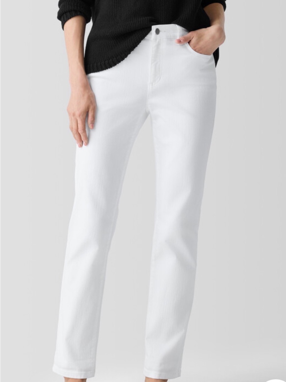 Eileen Fisher White Slim Straight Leg Jeans Super Soft texture